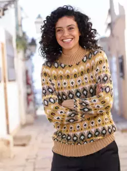Вдохновение Вязаный свитер "Пуловер" Inspirationen, цвет Camel-Ocker-Gemustert