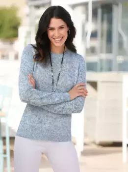 Вдохновение Вязаный свитер "Пуловер" Inspirationen, цвет Ecru-Jeansblau-Meliert