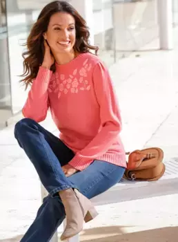 Вдохновение Вязаный свитер "Пуловер" Inspirationen, цвет Grapefruit-Flamingo-Gemustert