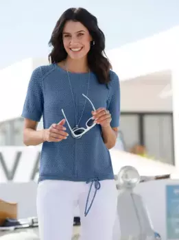 Вдохновение Вязаный свитер "Пуловер" Inspirationen, джинсовый