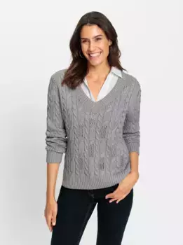 Вдохновение Вязаный свитер "Пуловер" Inspirationen, серый