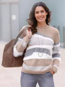 Вдохновение Вязаный свитер "Пуловер" Inspirationen, серый