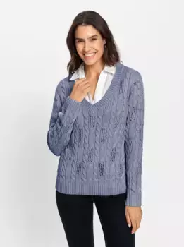 Вдохновение Вязаный свитер "Пуловер" Inspirationen, синий