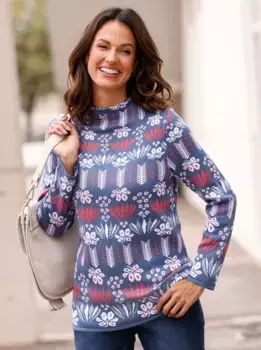 Вдохновение жаккардовый свитер "Пуловер" Inspirationen, джинсовый