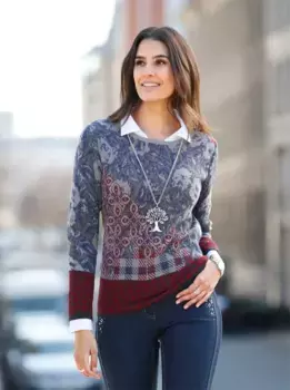 Вдохновение жаккардовый свитер "Пуловер" Inspirationen, голубой