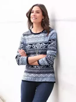 Вдохновение жаккардовый свитер "Жаккардовый свитер" Inspirationen, синий