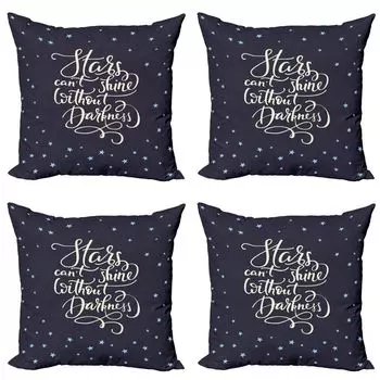 Вдохновляющий комплект чехлов на подушки ABAKUHAUS (4 предмета), слова Night Sky, современная двусторонняя цифровая печать, 40 см x 40 см, темно-фиолетово-бежевый