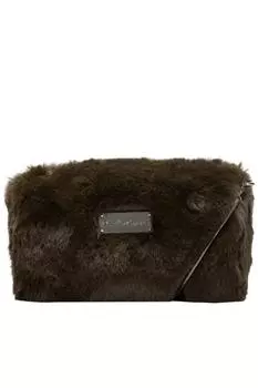 Вечернее боди через плечо из искусственного меха Claudia Canova, зеленый