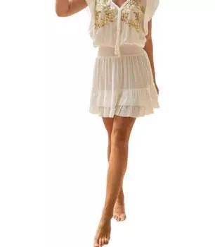 Вечернее короткое платье Cesme белого цвета SKEMO