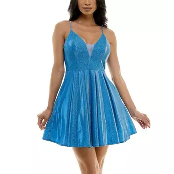 Вечернее платье B. Smart для юниоров с V-образным вырезом на тонких бретельках, цвет Peri Blue