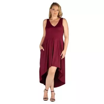 Вечернее платье большого размера 24seven Comfort Apparel с высоким и низким вырезом и карманами 24Seven Comfort Apparel, красный