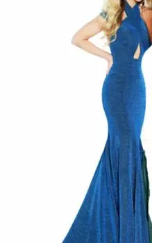 Вечернее платье цвета «русалка» в электрическом бирюзовом цвете Jasz Couture