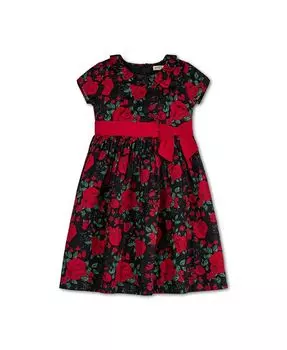 Вечернее платье для девочек с короткими рукавами, воротником с рюшами и бантом, для новорожденных Hope & Henry, черный