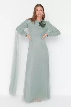 Вечернее платье - Хаки - Макси Trendyol Modest, хаки