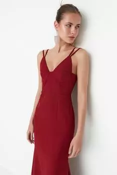 Вечернее платье и платье для выпускного – Бордовый – Русалка Trendyol, бордовый
