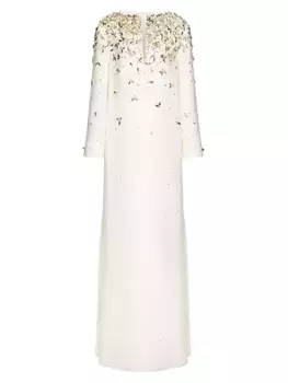 Вечернее платье из крепа с вышивкой Valentino Garavani, цвет ivory gold