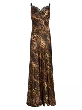 Вечернее платье из кружева и шелка с капюшоном Venice L'Agence, мультиколор