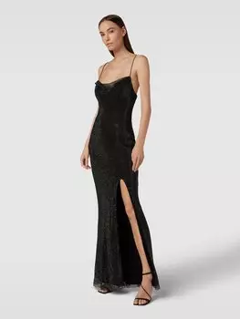 Вечернее платье из сетчатой ткани с блестками Luxuar, черный