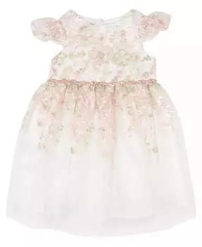 Вечернее платье из сетки с цветочной вышивкой для маленьких девочек Rare Editions, слоновая кость/кремовый