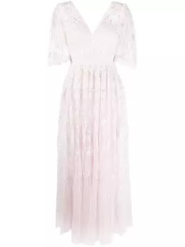 Вечернее платье из тюля с цветочной вышивкой Needle & Thread, розовый