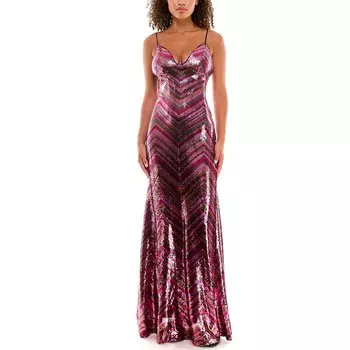 Вечернее платье Maison Tara с пайетками для юниоров, цвет Fuchsia Multi