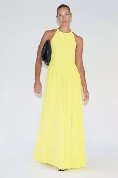 Вечернее платье макси с вырезом через шею и подолом в пол Religion, желтый