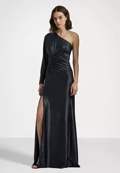Вечернее платье METALLIC KNIT ONE SHOULDER GOWN Ralph Lauren, темно-синий