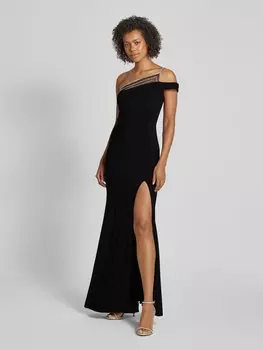 Вечернее платье на одно плечо с разрезом на ноге Luxuar, черный