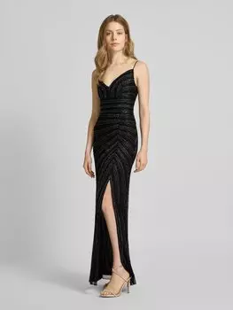 Вечернее платье на тонких бретельках LACE & BEADS, черный