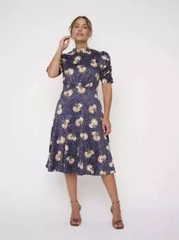 Вечернее платье платье миди с оборками на рукавах Kleo, мультиколор