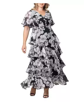 Вечернее платье Plus Size Tour de Flounce Kiyonna, черный