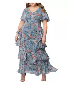 Вечернее платье Plus Size Tour de Flounce Kiyonna, синий