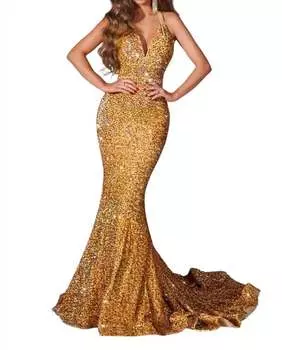Вечернее платье «русалка» с пайетками в золоте PORTIA&SCARLETT