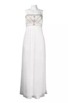 Вечернее платье с бисером и спагетти-нитью белого цвета Suewong