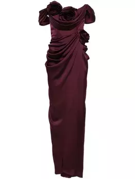 Вечернее платье с цветочной аппликацией Ana Radu, красный