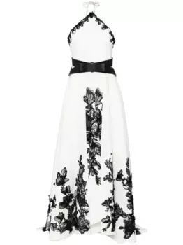 Вечернее платье с цветочной вышивкой Saiid Kobeisy, белый