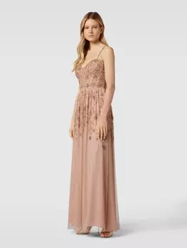 Вечернее платье с декоративными камнями и пайетками LACE & BEADS, розовый