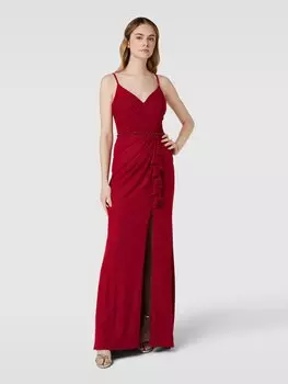 Вечернее платье с декоративными камнями Mascara, красный