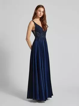 Вечернее платье с кружевом крючком Mascara, синий