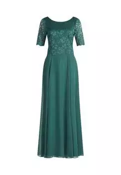Вечернее платье с кружевом Vera Mont, цвет dark emerald