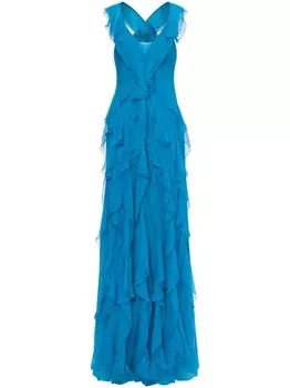 Вечернее платье с оборками Alberta Ferretti, синий