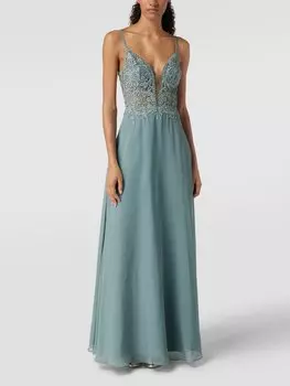 Вечернее платье с отделкой из цветочного кружева Luxuar, зеленый