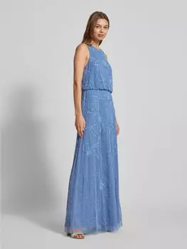 Вечернее платье с отделкой пайетками Adrianna Papell, светло-голубой