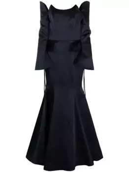 Вечернее платье с открытыми плечами BAZZA ALZOUMAN, синий