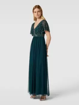 Вечернее платье с пайетками и отделкой декоративными камнями Jake*s Cocktail, зеленый