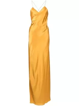 Вечернее платье с перекрестными бретелями и запахом Michelle Mason, золотистый