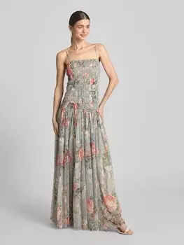 Вечернее платье с присборенными деталями LACE & BEADS, светло-серый