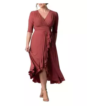 Вечернее платье с рюшами Veronica больших размеров Kiyonna, красный