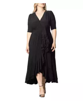 Вечернее платье с рюшами Veronica больших размеров Kiyonna, черный
