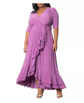 Вечернее платье с рюшами Veronica больших размеров Kiyonna, фиолетовый